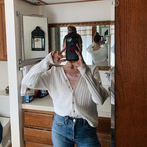 WHITE MENDOCINO KNIT CARDIGAN